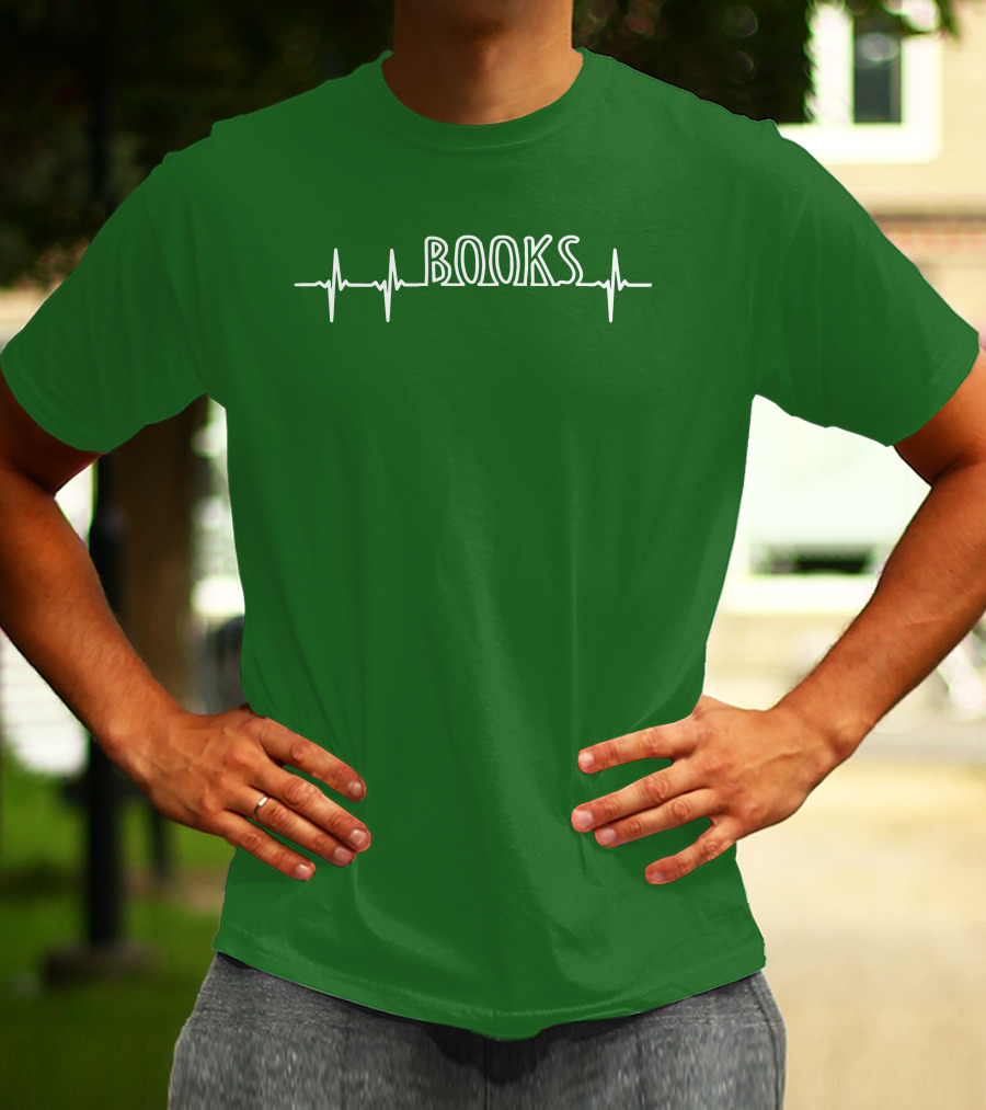 Books Heartbeat EKG Line T-Shirt