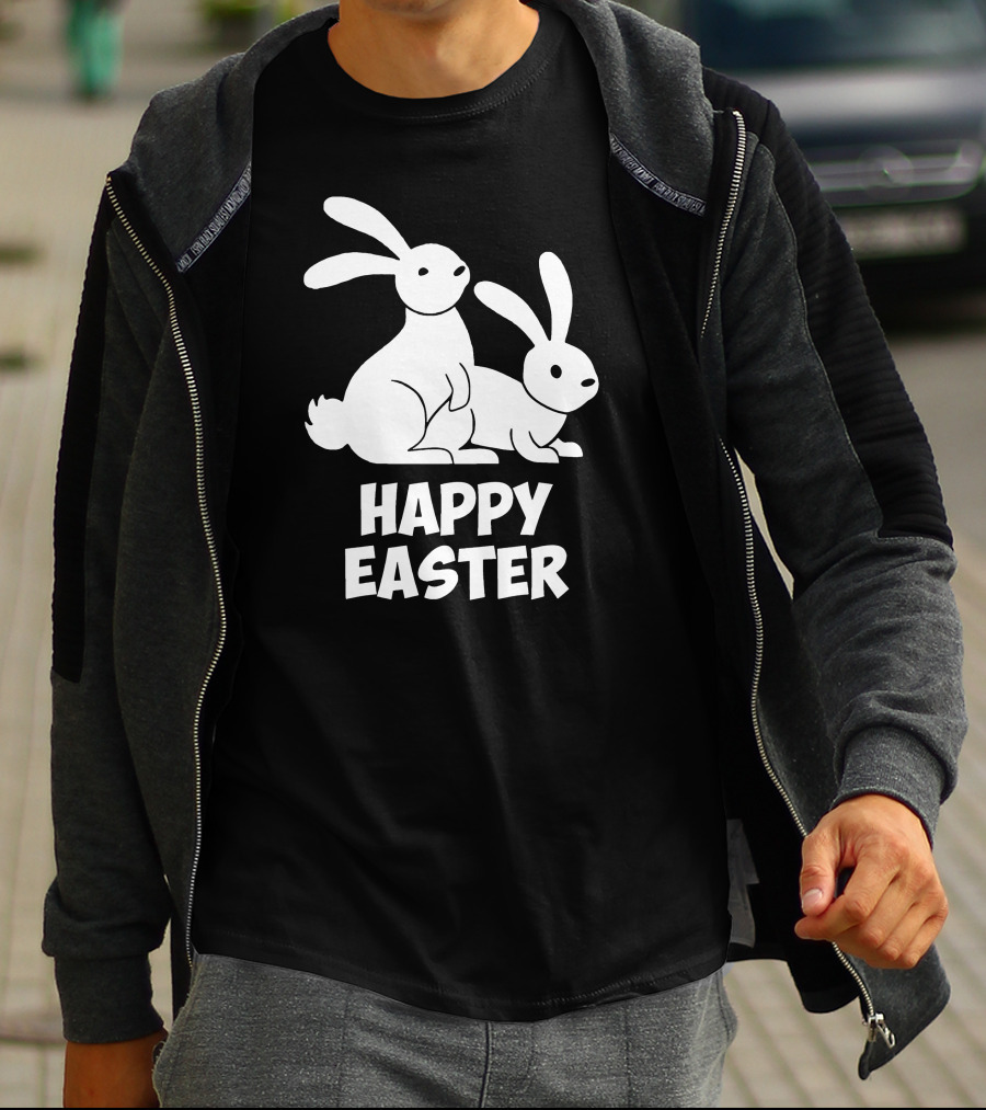 Happy Easter Bunnies Rabbit Pair T-Shirt
