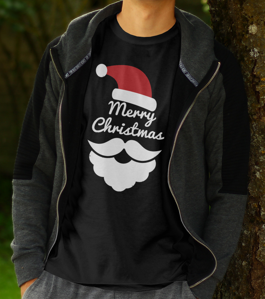 Merry Christmas Santa Hat And Beard T-Shirt