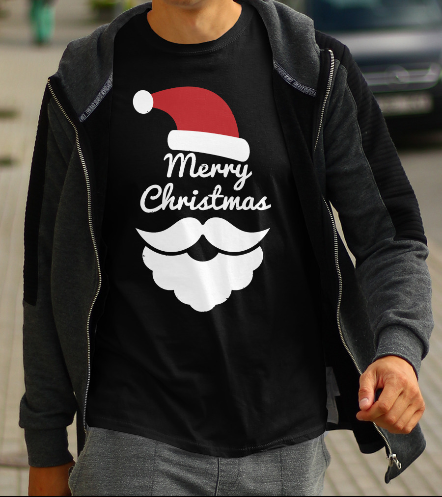 Merry Christmas Santa Hat And Beard T-Shirt