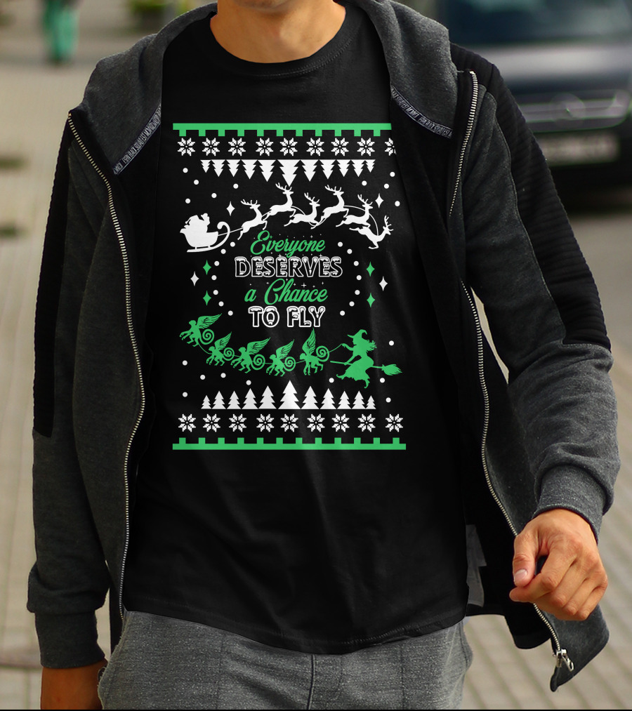 Everyone Deserves A Chance To Fly Wicked Christmas Wizard Santa Sleigh T-Shirt