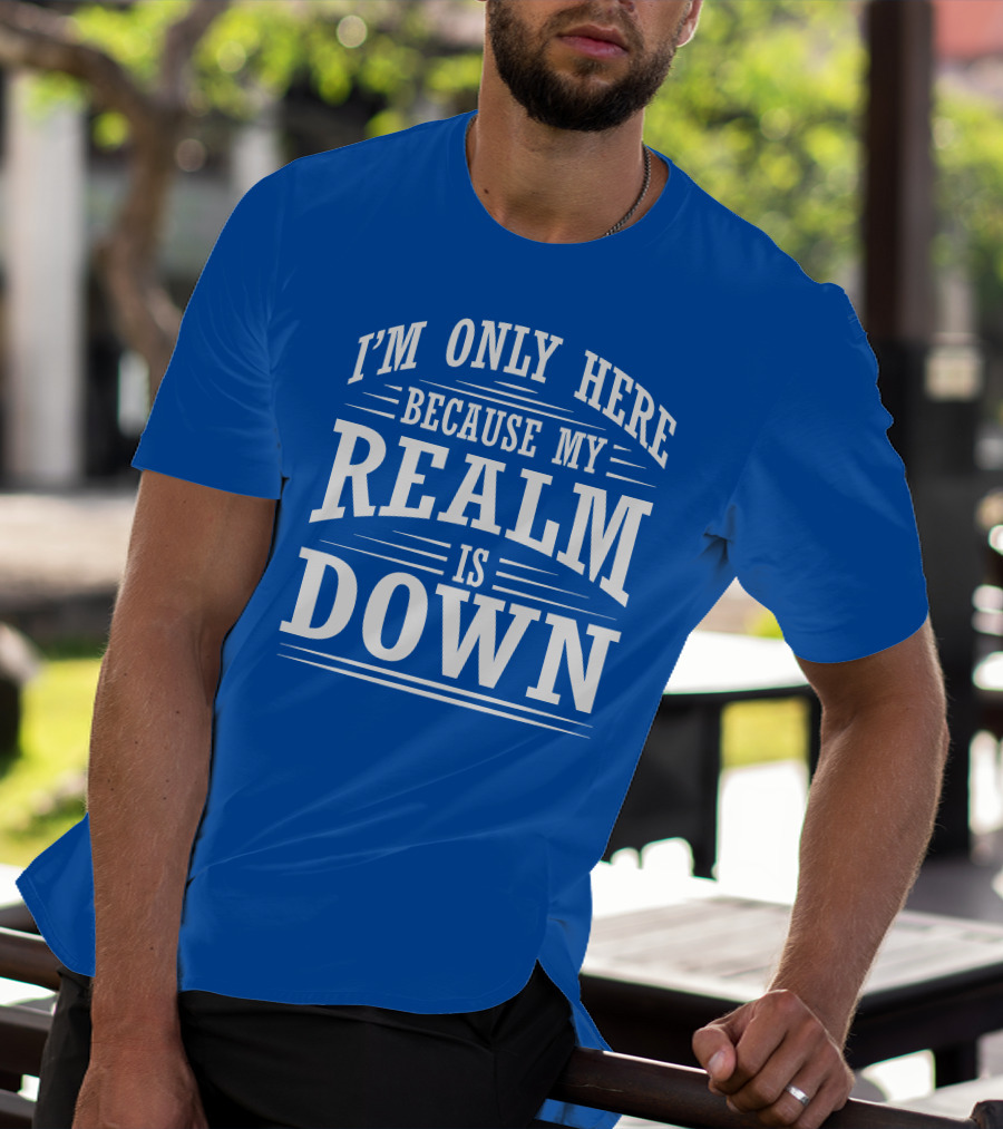 I'm Only Here Because My Realm Is Down Gaming Humor T-Shirt