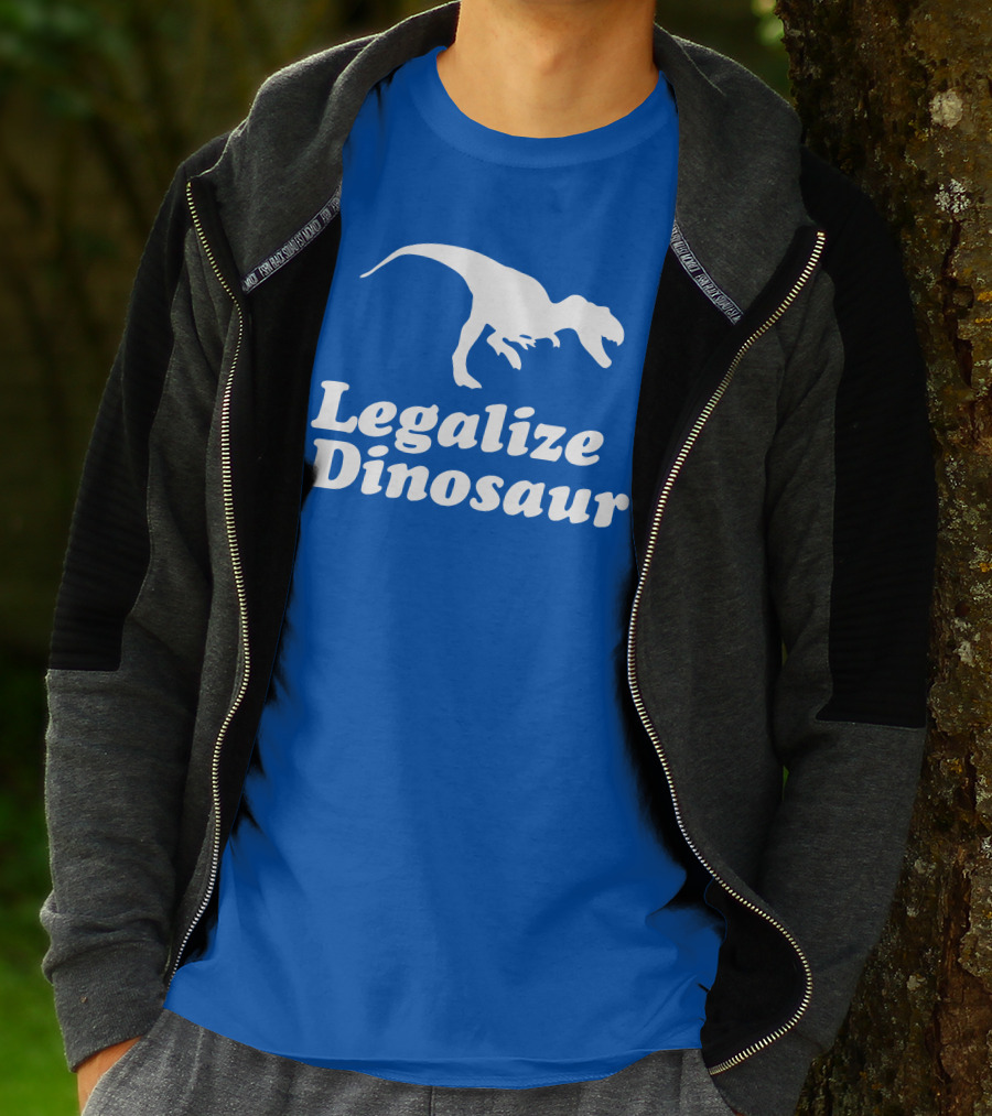 Legalize Dinosaur T-Rex Silhouette On Blue T-Shirt