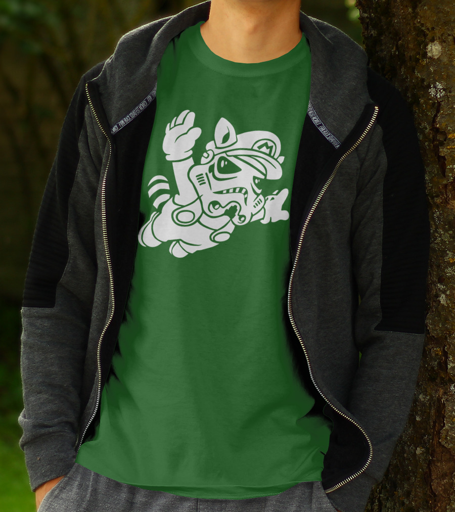 Tanooki Trooper Mashup M Helmet Raccoon Tail T-Shirt