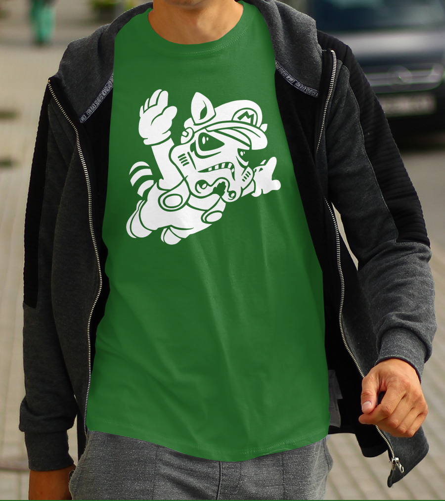 Tanooki Trooper Mashup M Helmet Raccoon Tail T-Shirt