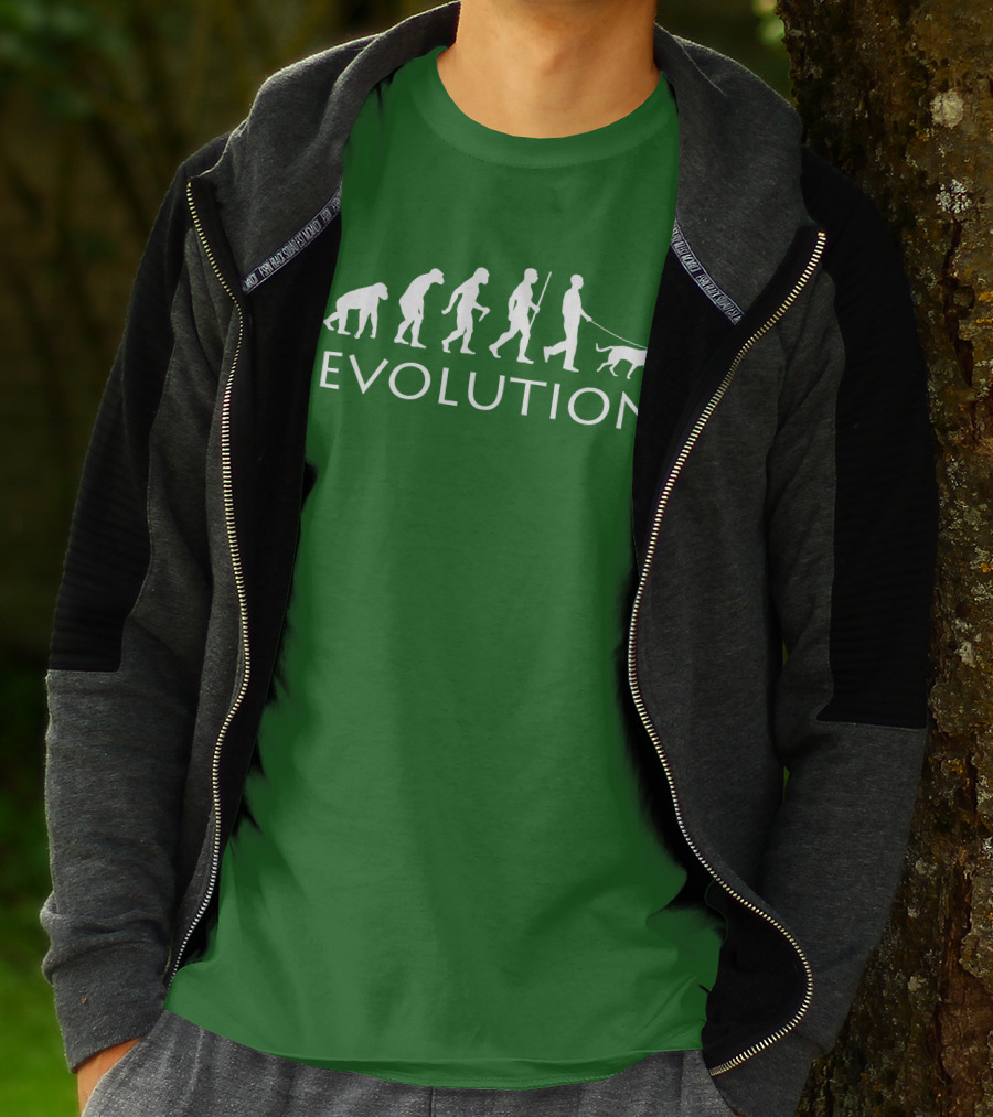 Evolution Human Dog Walker Progression Steps T-Shirt