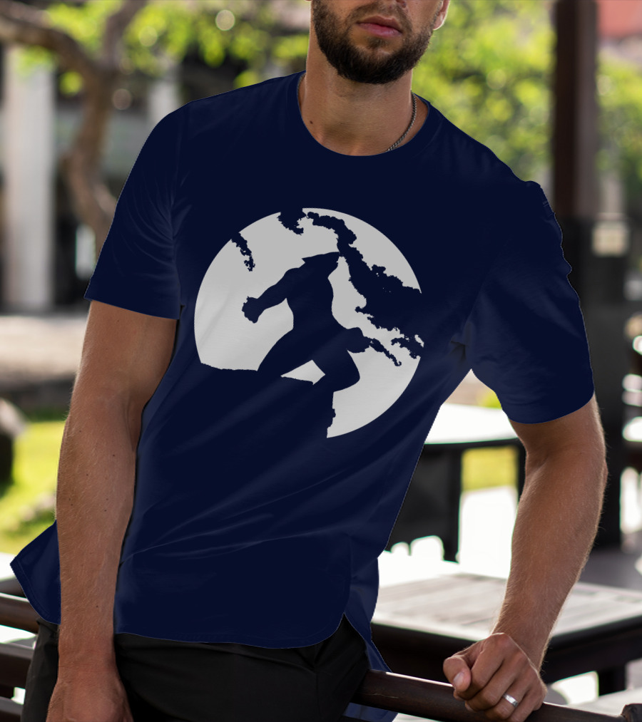 Wolf Standing Boldly Against The Moon Edge T-Shirt