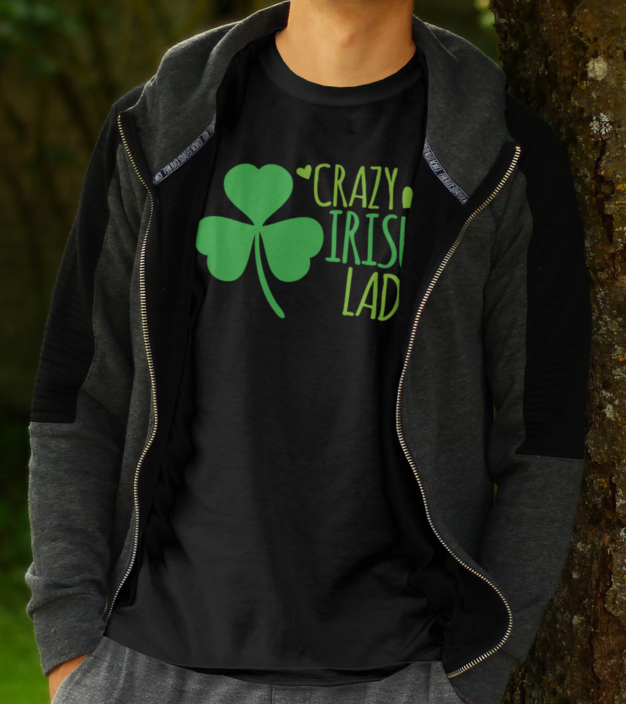 Crazy Irish Lady Shamrock Hearts T-Shirt