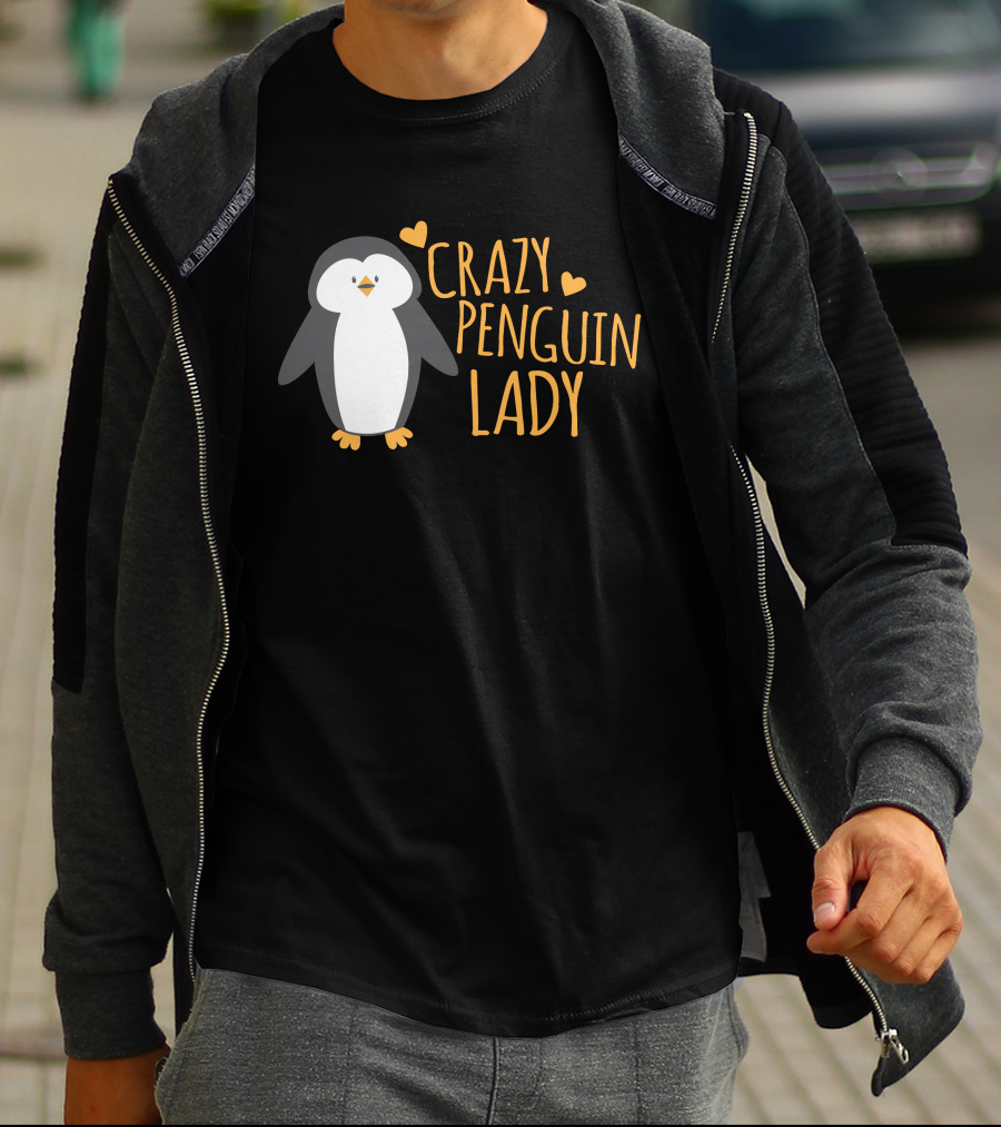 CRAZY PENGUIN LADY Cute Heart Penguin T-Shirt