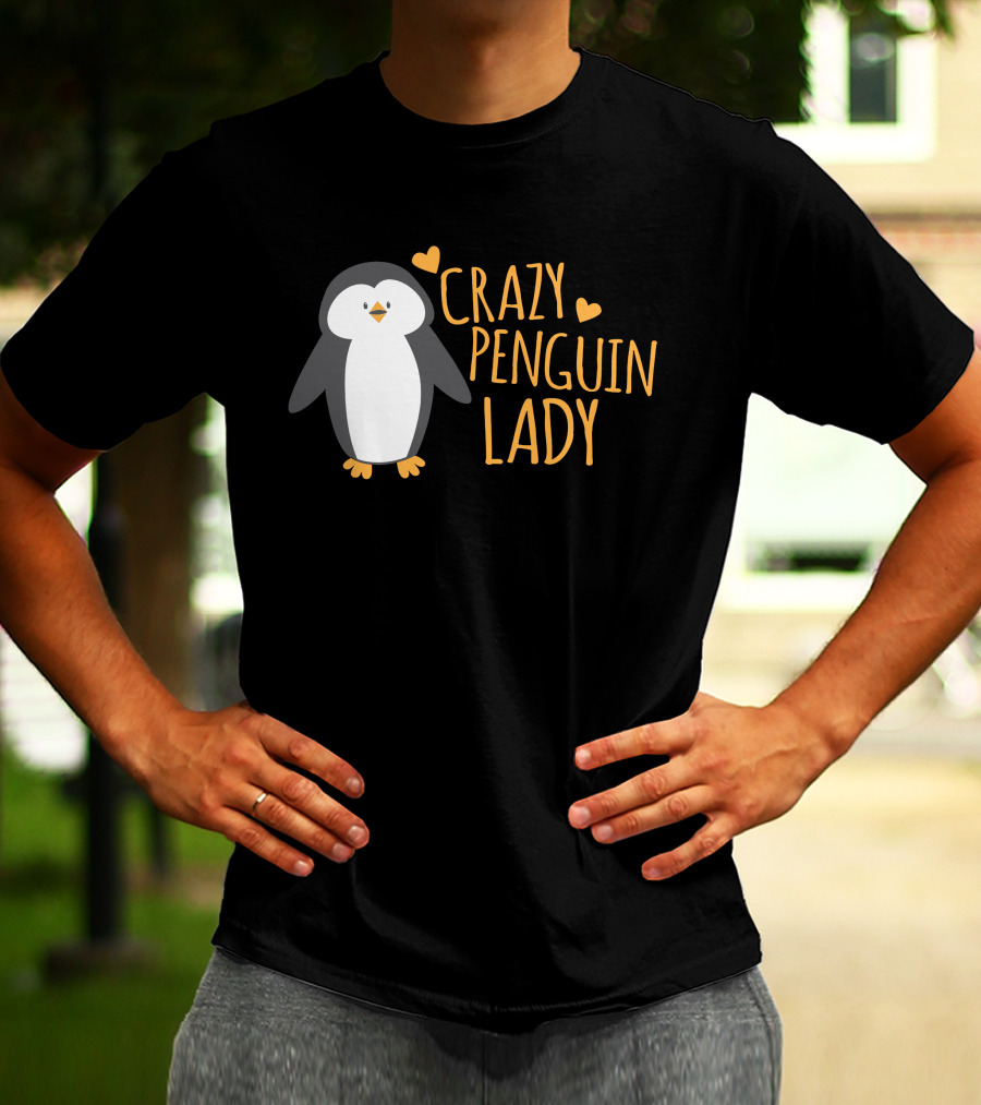 CRAZY PENGUIN LADY Cute Heart Penguin T-Shirt