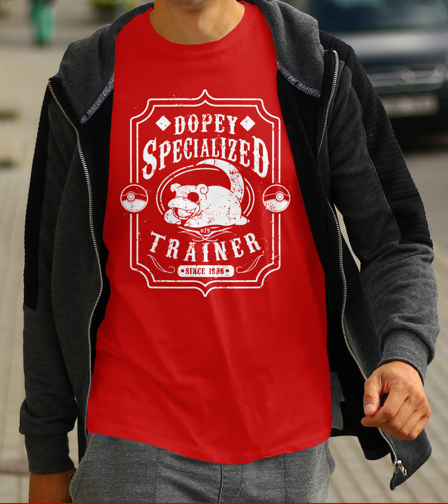 Dopey Specialized Trainer Slowpoke Since 1996 Pokéball Red Badge T-Shirt
