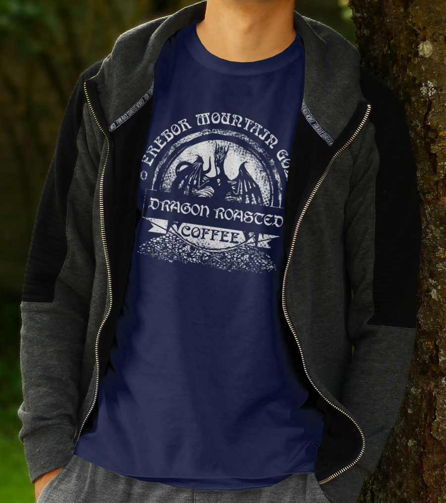 Erebor Mountain Gold Dragon Roasted Coffee T-Shirt
