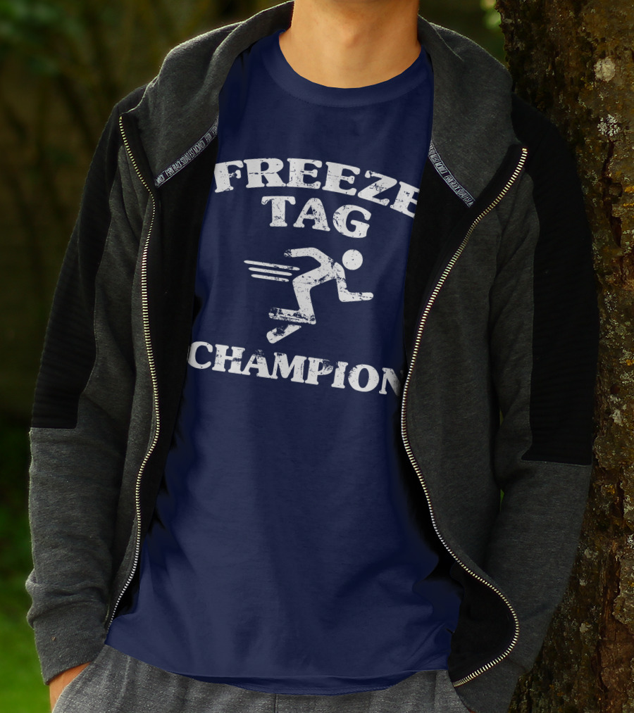 Freeze Tag Champion Retro Style Runner Vintage Text T-Shirt