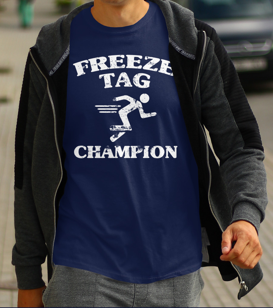Freeze Tag Champion Retro Style Runner Vintage Text T-Shirt