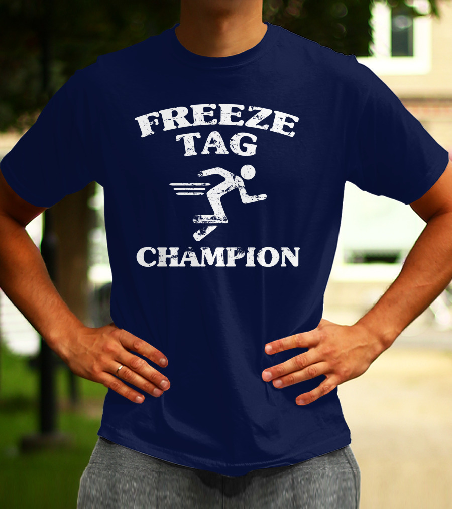 Freeze Tag Champion Retro Style Runner Vintage Text T-Shirt