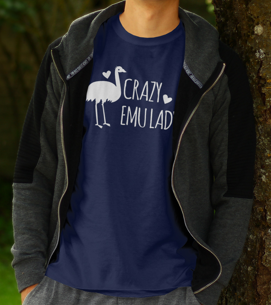 Crazy Emu Lady Emu Illustration With Hearts T-Shirt