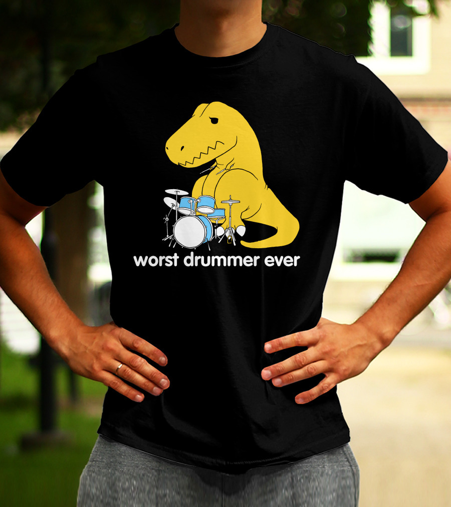 Worst Drummer Ever T-Rex With Drum Set T-Shirt