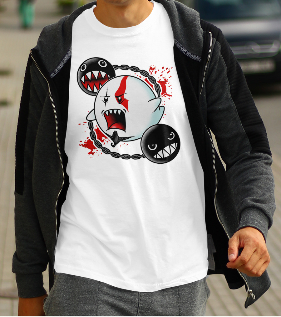 GHOST OF SPARTA BOO MEETS CHAIN CHOMP SPLATTER T-Shirt