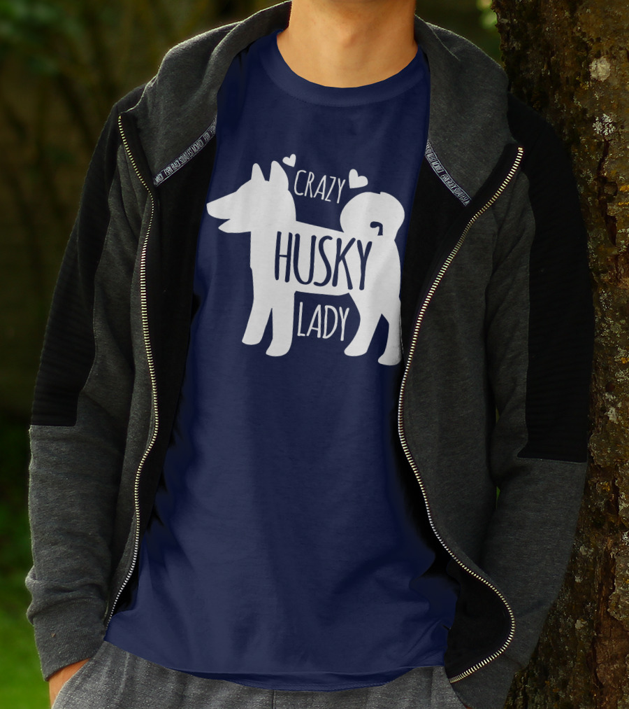 Crazy Husky Lady With Hearts Dog T-Shirt