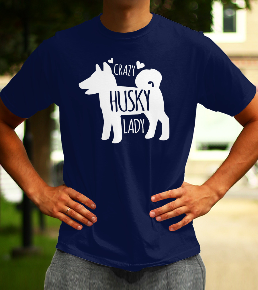 Crazy Husky Lady With Hearts Dog T-Shirt
