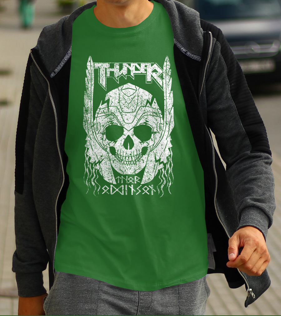 THUNDER Thor Odin Son Skull T-Shirt