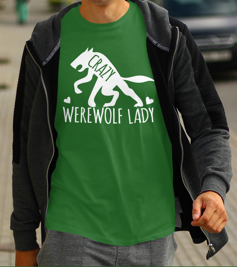 Crazy Werewolf Lady Hearts T-Shirt