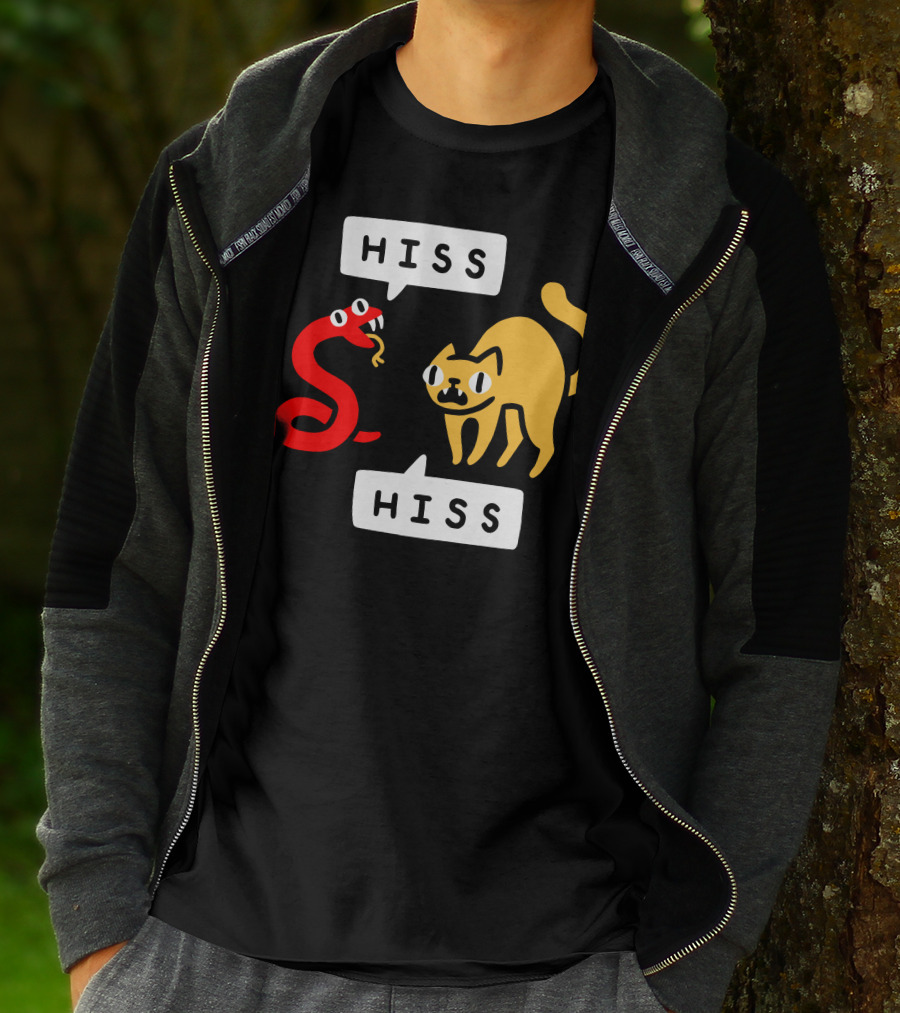 Hissy Fit Hiss Snake And Cat Conversation T-Shirt