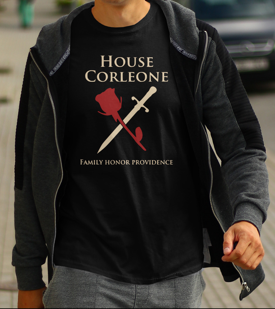House Corleone Family Honor Providence Rose And Sword T-Shirt