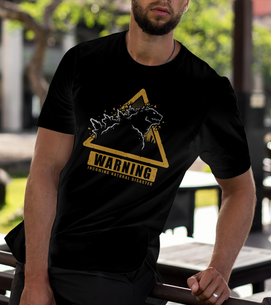 WARNING INCOMING NATURAL DISASTER TRIANGLE MONSTER OUTLINE T-Shirt