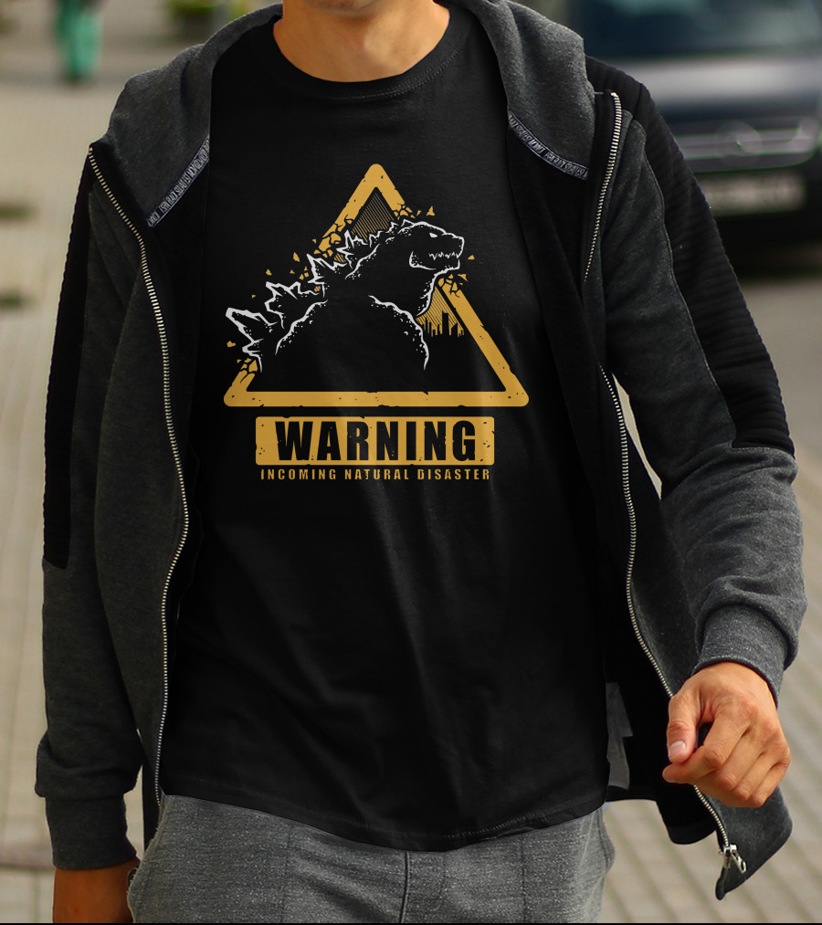 WARNING INCOMING NATURAL DISASTER TRIANGLE MONSTER OUTLINE T-Shirt