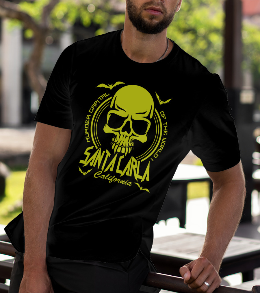 Santa Carla California Murder Capital Of The World Skull Bats T-Shirt