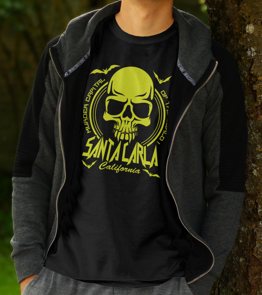 Santa Carla California Murder Capital Of The World Skull Bats T-Shirt
