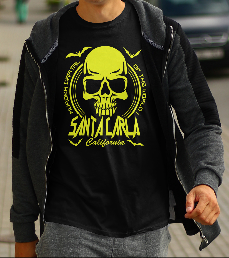 Santa Carla California Murder Capital Of The World Skull Bats T-Shirt
