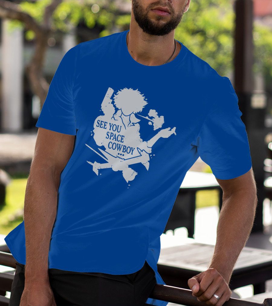 SEE YOU SPACE COWBOY Spike Silhouette Smoking Scene T-Shirt