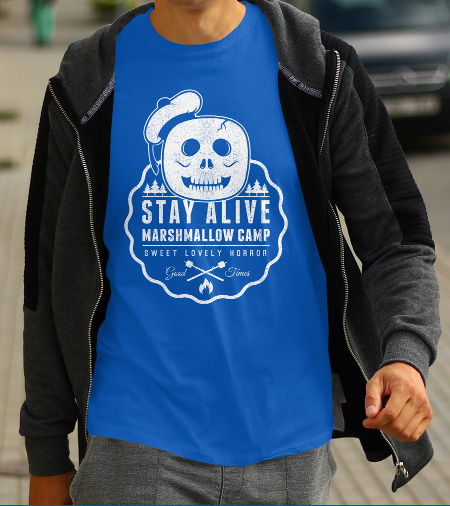 STAY ALIVE MARSHMALLOW CAMP SWEET LOVELY HORROR GOOD TIMES T-Shirt