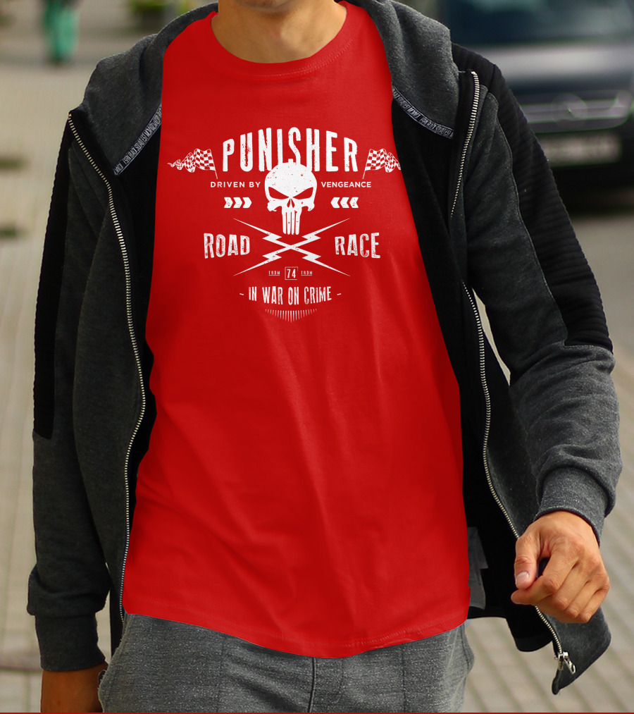 Punisher Driven By Vengeance Road Race In War On Crime T-Shirt