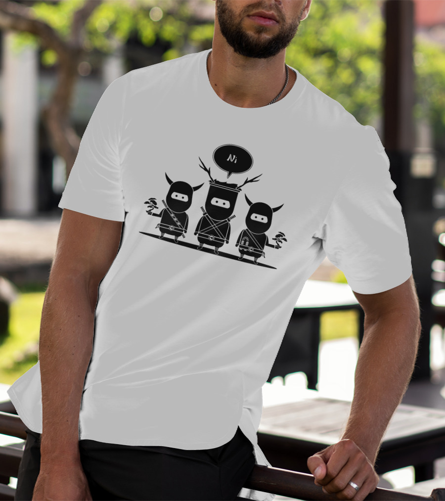 NiNi Ninjas With Antlers And Bonsai Expressing 'Ni' T-Shirt