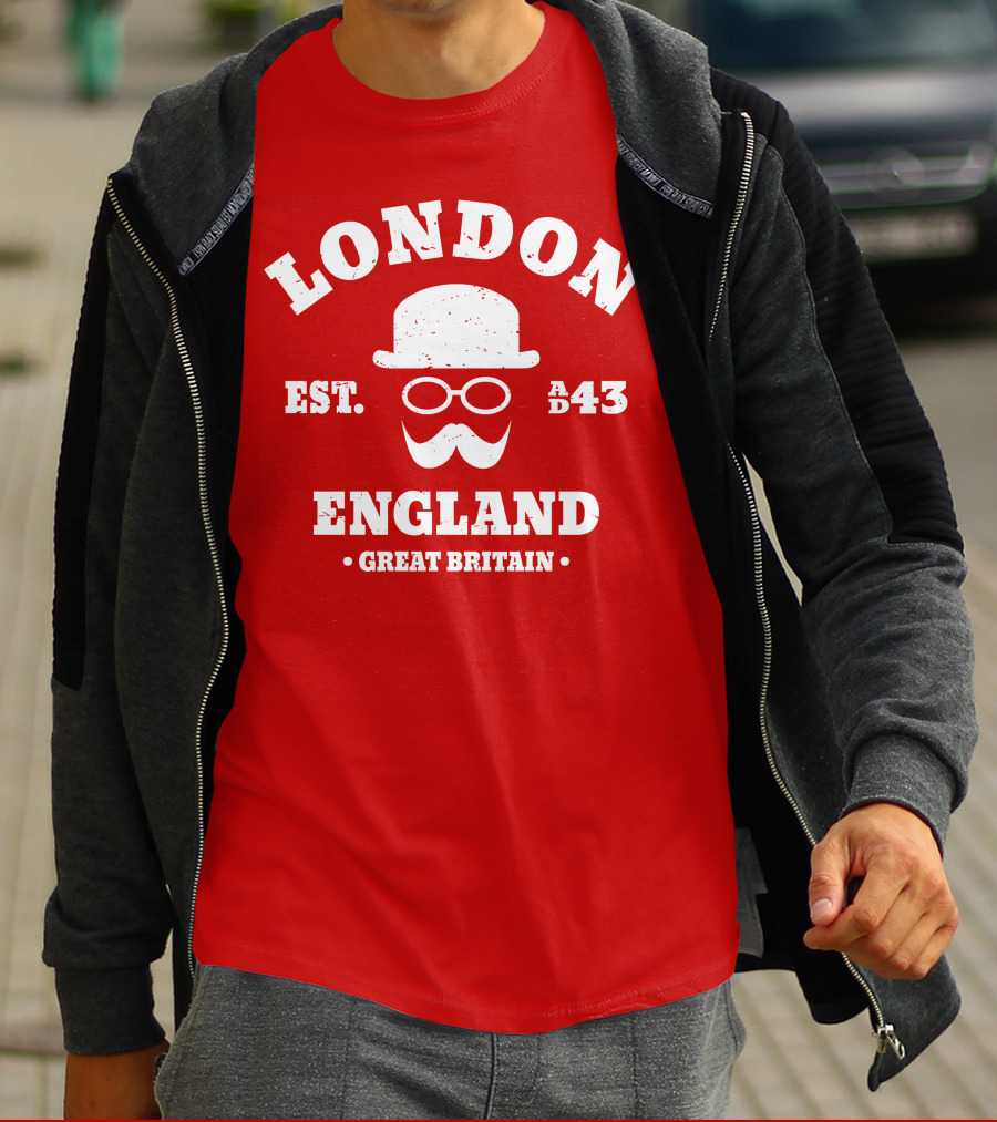London England Est. AD 43 Great Britain Hipster Bowler Hat T-Shirt