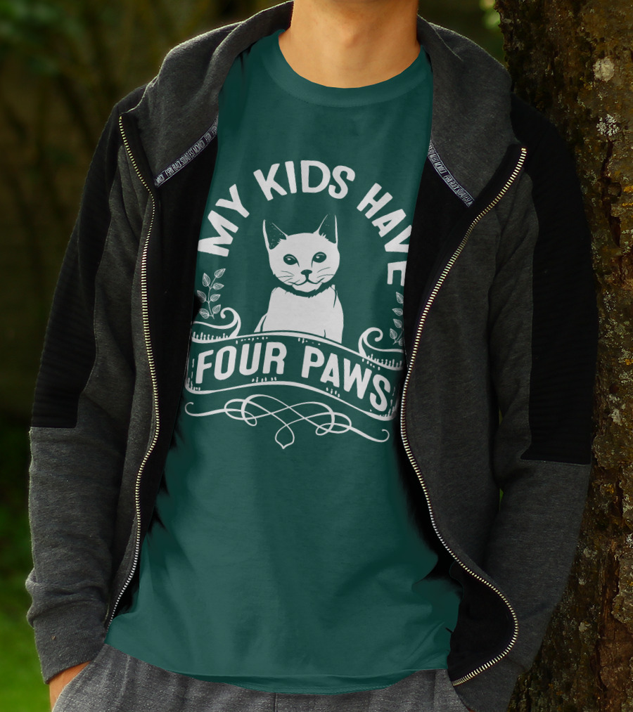 My Kids Have Four Paws Cat T-Shirt