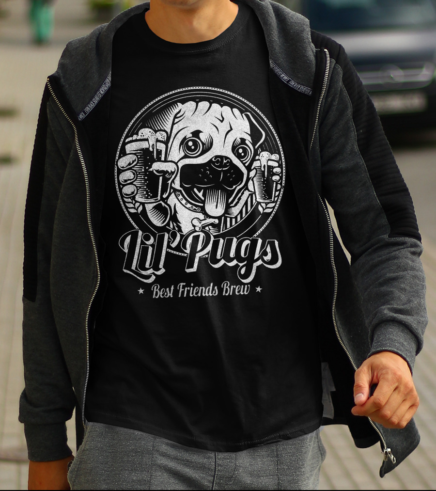 Lil' Pugs Best Friends Brew T-Shirt