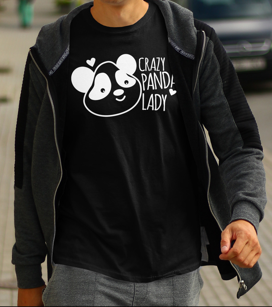 CRAZY PANDA LADY Heart T-Shirt