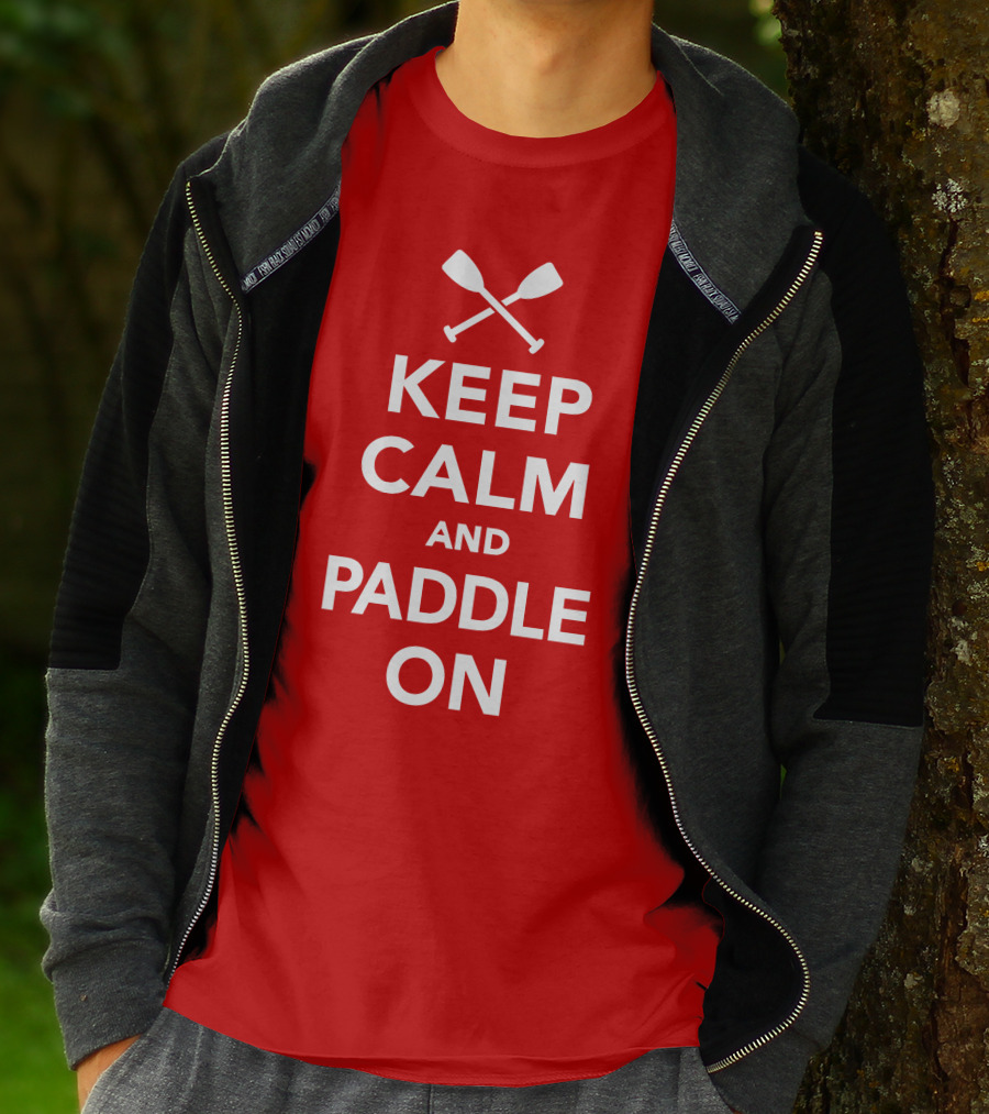 Keep Calm And Paddle On With Crossed Paddles Icon T-Shirt