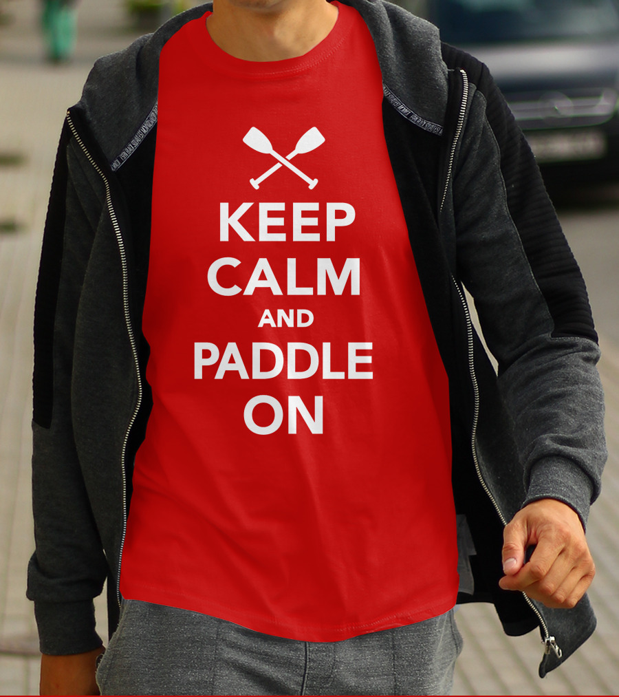 Keep Calm And Paddle On With Crossed Paddles Icon T-Shirt