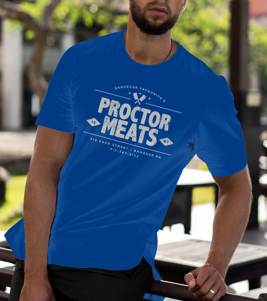 BARBECUE FAVOURITE'S PROCTOR MEATS 313 SABO STREET BANSHEE PA 717-787-2122 1967 WORN LOOK T-Shirt