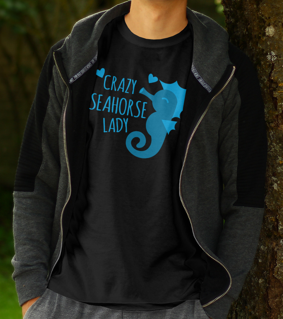 CRAZY SEAHORSE LADY HEARTS BLUE SEAHORSE T-Shirt