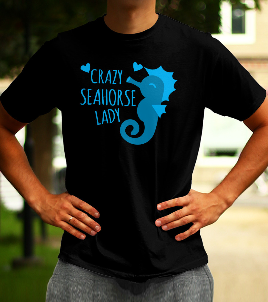 CRAZY SEAHORSE LADY HEARTS BLUE SEAHORSE T-Shirt
