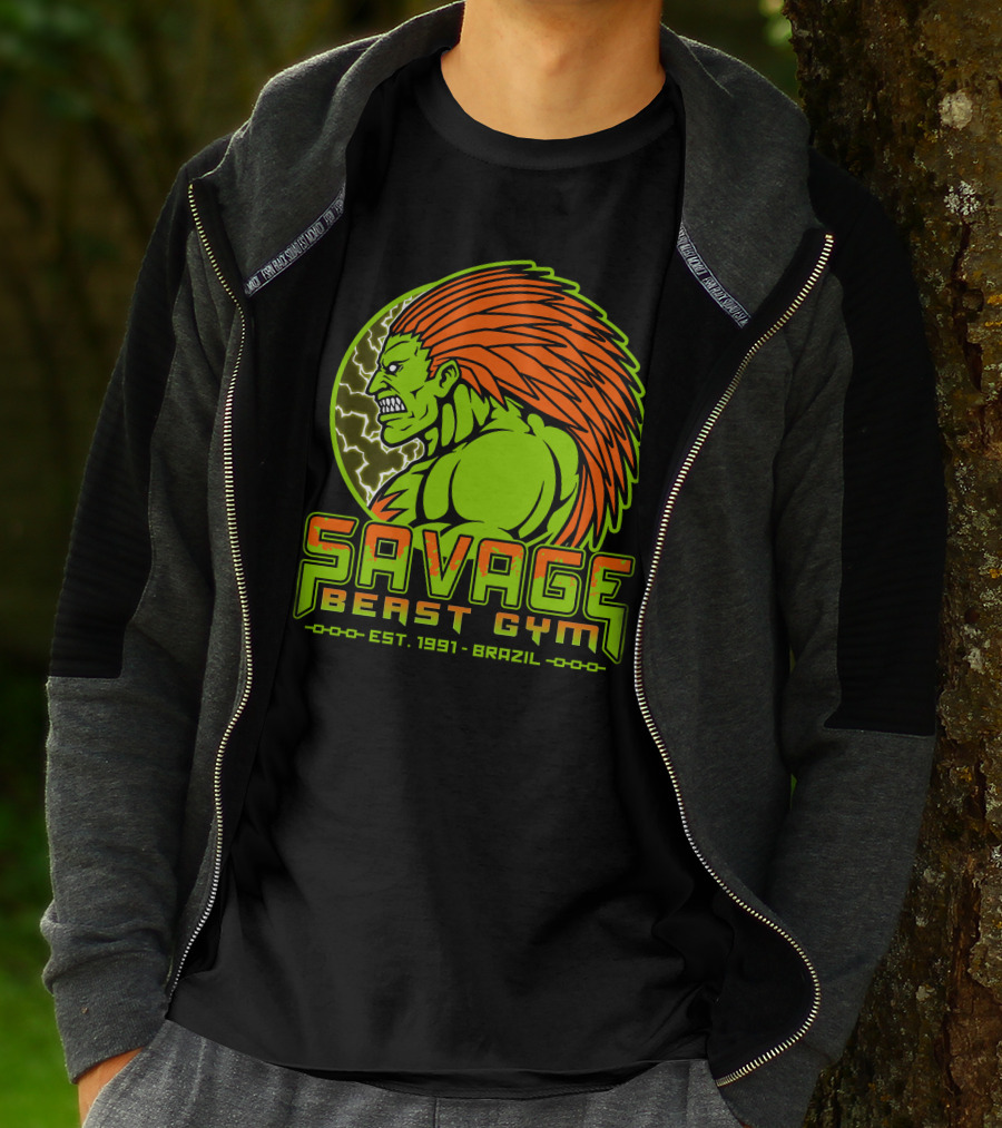 Savage Beast Gym Est. 1991 Brazil Green Monster With Orange Hair T-Shirt