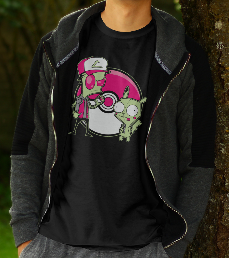 Invader Zim Gir Pikachu Pokemon Trainer Mashup T-Shirt