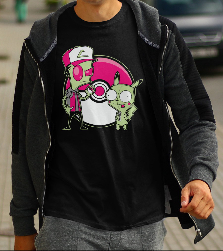 Invader Zim Gir Pikachu Pokemon Trainer Mashup T-Shirt