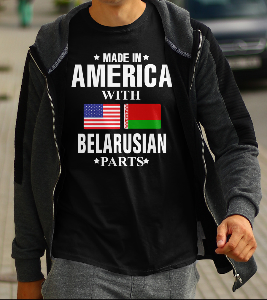 Made IN America With Belarusian Parts USA Belarus Flags T-Shirt